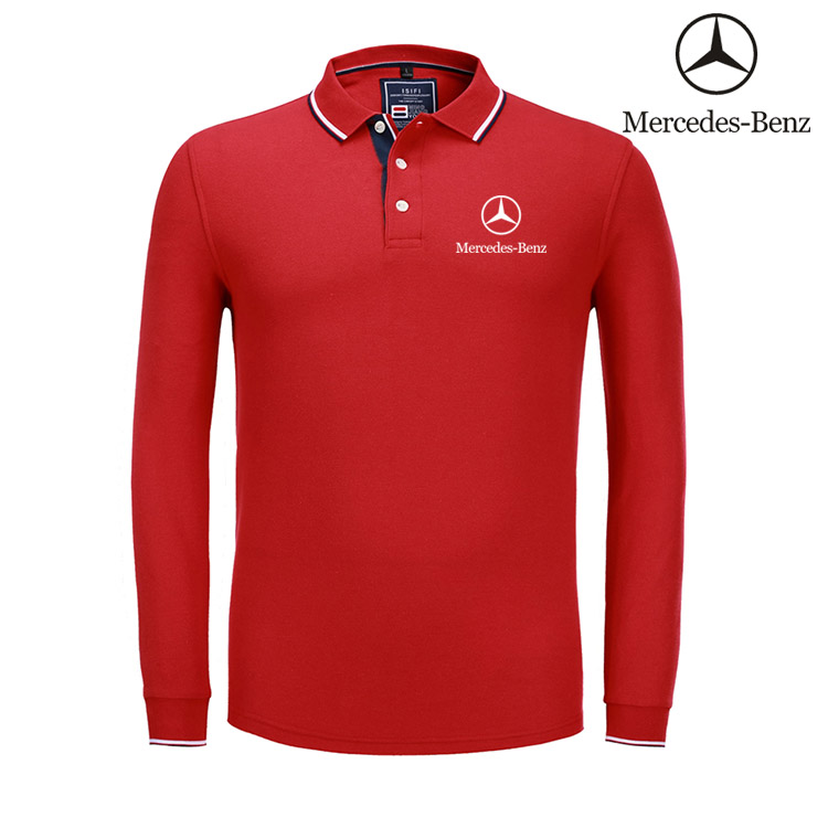 Polo Mercedes Benz Manche Longue Homme Col Contrasté Coton 2022 Regular Fit